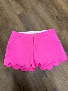 Lilly Pulitzer Hot Pink Buttercup Scallop Hem Shorts